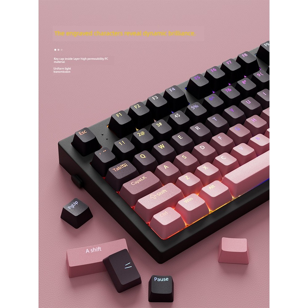 keycap ไฟลอด keycap Belly Spirit Blackberry Keycap โรงงานเดิมของแท้แกะสลัก PBT Gradient โปร่งแสง woo