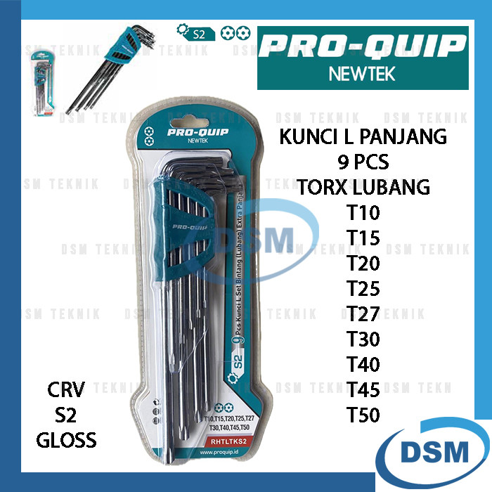 PRO-QUIP PROQUIP KEY L LONG STAR TORX 9 ชิ้น EXTRA LONG TAMPER HEX KEY T10-T50 RHTLTKS2