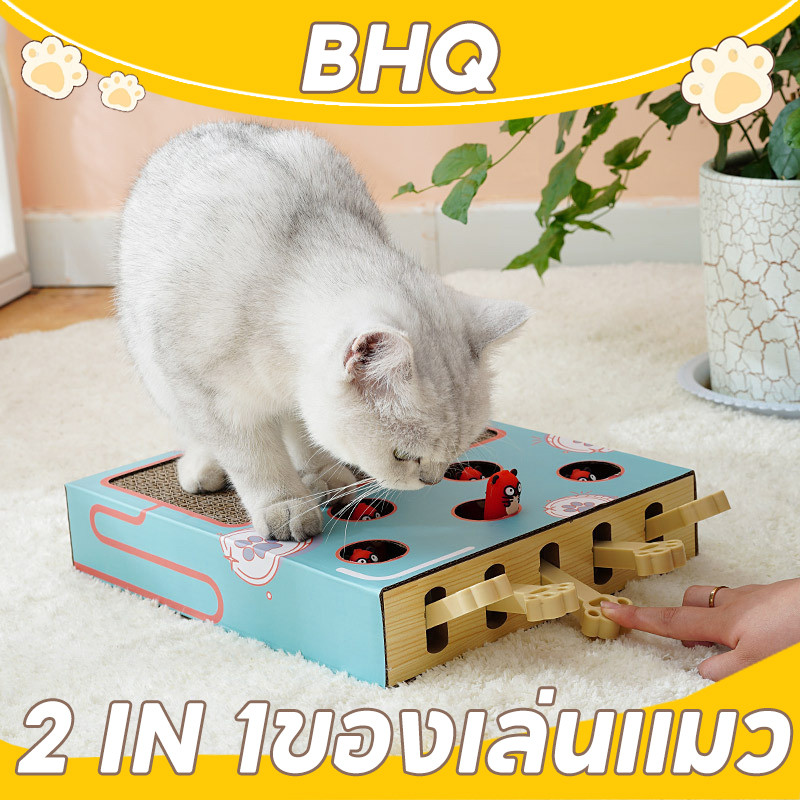 BHQ 2 in 1 กล่องแมวตบ ที่ลับเล็บแมว  ที่ฝนเล็บแมว กระดาษลูกฟูก โซฟาลับเล็บแมว ของเล่นแมว
