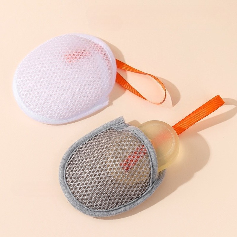 เครื่องกลึงสบู่สองด้านสุทธิห้องน้ําอาบน้ําใบหน้านมสบู่กลึงถุงตาข่ายหนาถุงเก็บสบู่ - รูปที่ 3