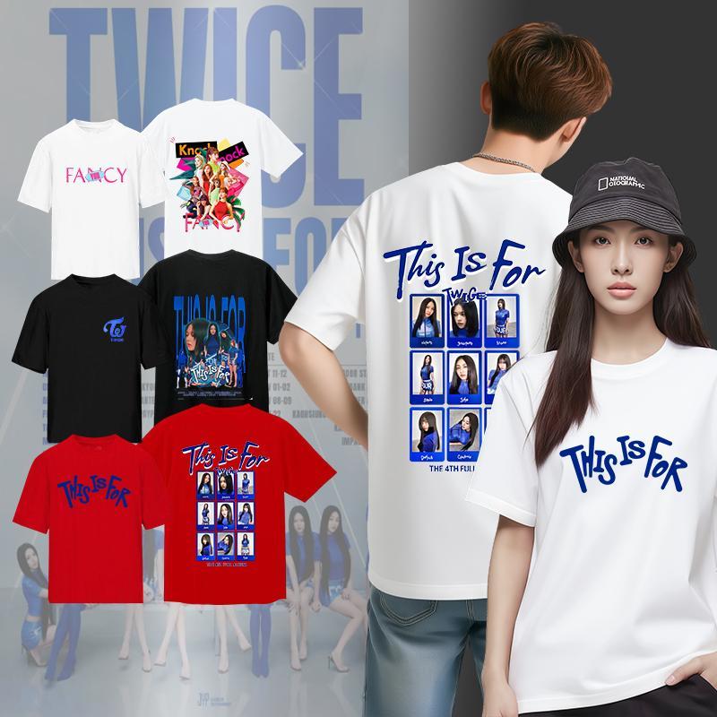 สองครั้งนี้สำหรับทัวร์โลก เสื้อยืดผ้าฝ้ายสำหรับผู้ชายและผู้หญิง รุ่นแท่งไฟ Twice เวอร์ชัน 3