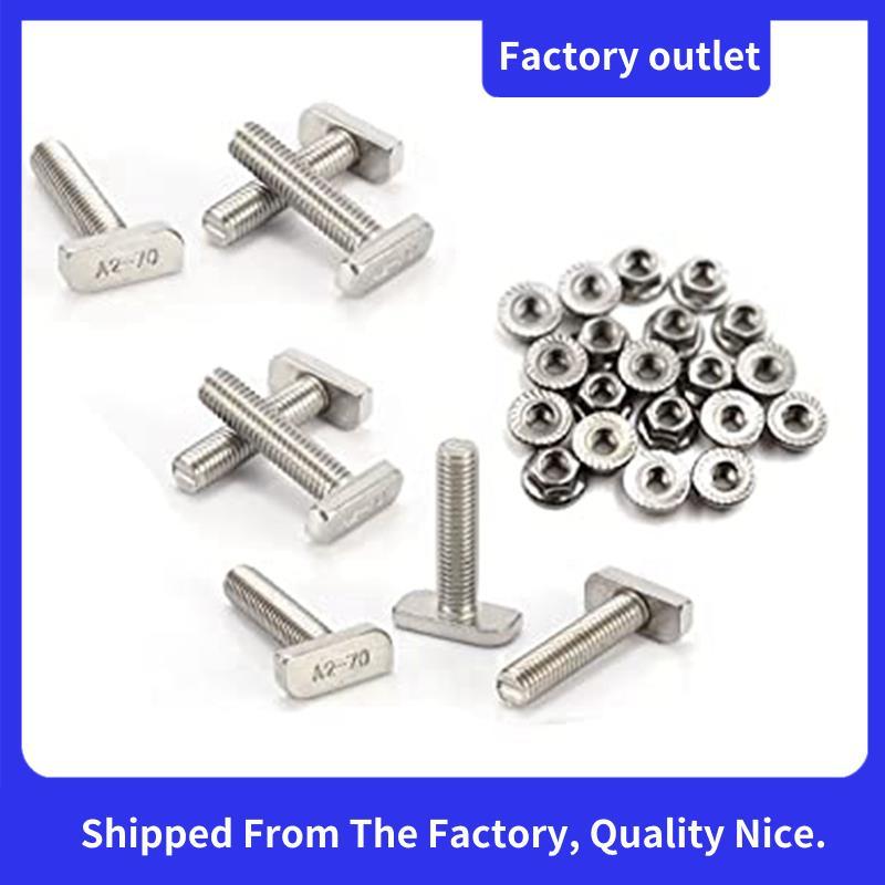 12 ชิ้น T Slot Bolt Replacement,M10 X 25 สกรู, A2-70 Rail Track สกรู Track Nuts 12 หน้าแปลนสแตนเลส T