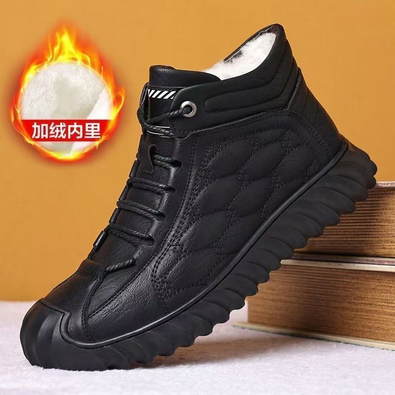 Cotton Shoes Mens Fleece-Fleece-Fleece-Fleece Mens Shoes Fashion Floor Boots Cold