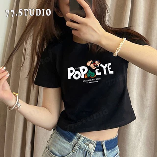 （พร้อมส่งจากกทม มาถึงใน 2วัน）เสื้อครอปแขนสั้น ผ้าคัตคอน นิ่มใส่สบาย #แขนสั้น baby tee T-shirt เสื้อยืดผู้หญิง