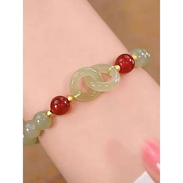 กําไลข้อมือ coquette bracelet Niche Koi Female Double Ring Safe Buckle Girlfriend Bracelet