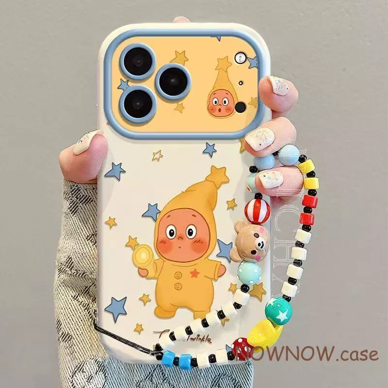 สําหรับIPhone 17 Air 16 15 14 13 12 11 Pro Max X XR XS Max 7 8 Plusน่ารักStarlightบิสกิตNew Edition 17 สร้อยข้อมือหน้าต่างเคสโทรศัพท์ปกอ่อน