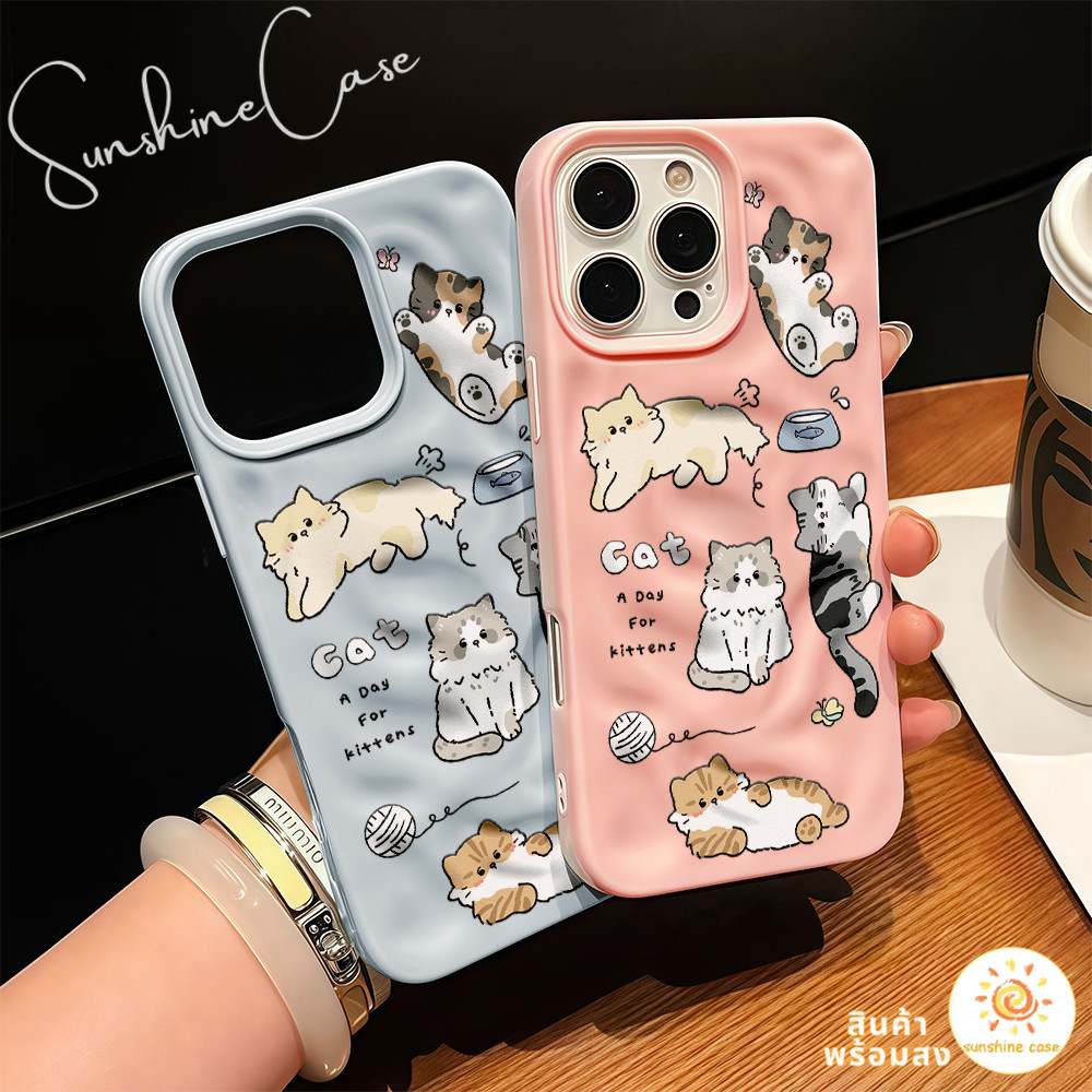 จัดส่งทันที เคสโทรศัพท์16 ลายแมว น่ารัก เคสนิ่มครอบแบบอุกกาบาต For IPhone17 11 12 13 6/7/8 14 15PLUS 16ProMAX XR XSMAX