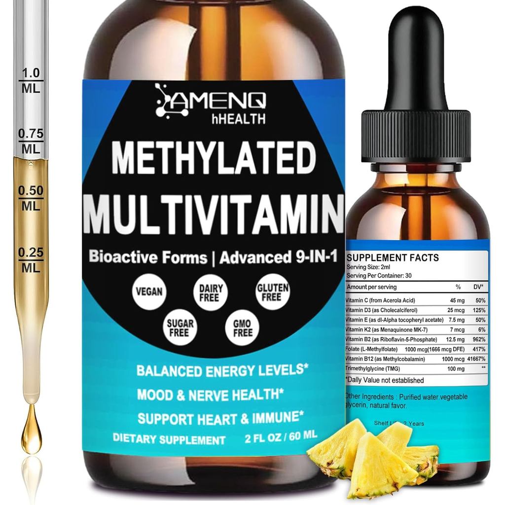 Methylated Multivitamin for Men Women & Kid, Advanced 8-in-1 Methylated B Complex w. VIT C D B12 Fol