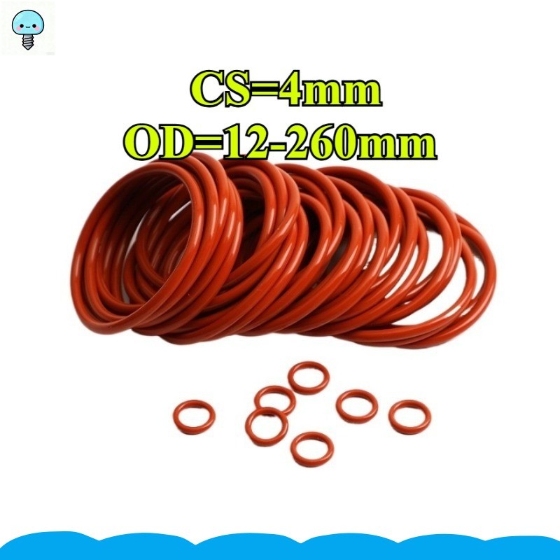 แหวนซีลโอริงซิลิโคนสีแดง CS4 มม.* OD12-260 มม.แหวนกันน้ําทนอุณหภูมิสูงปิดผนึกส่วนประกอบ GHA