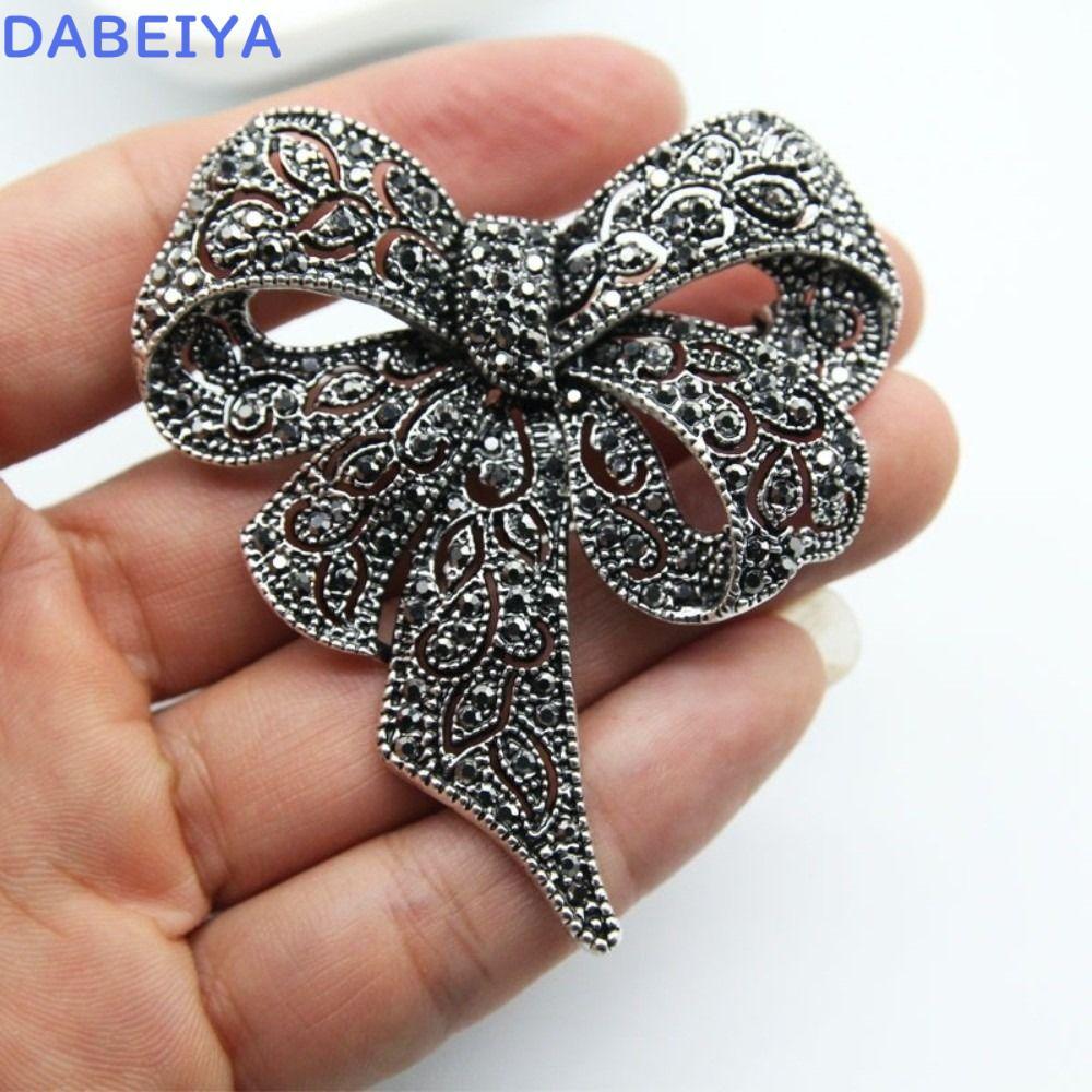 เข็มกลัดโบว์ขนาดใหญ่คริสตัล Rhinestone สไตล์วินเทจ เหมาะสำหรับการไว้อาลัย
