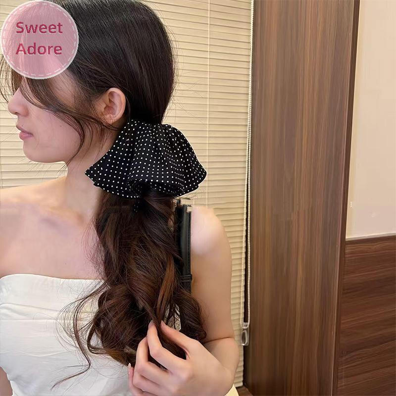 SweetAdore Polka Dot Bow Clip แฟชั่นBow Clip สำหรับทำทรงหางม้าและบันท้ายทอย