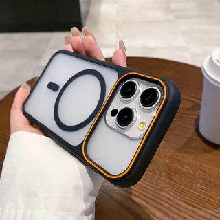 ป้องกันลายนิ้วมือหน้าต่างขนาดใหญ่ frosted Magnetic hard Case สําหรับ iPhone 17 16 15 14 13 12 11 Pro Max Plus Air casing ฝาครอบแม่เหล็กสําหรับ iPhone17 กรณี
