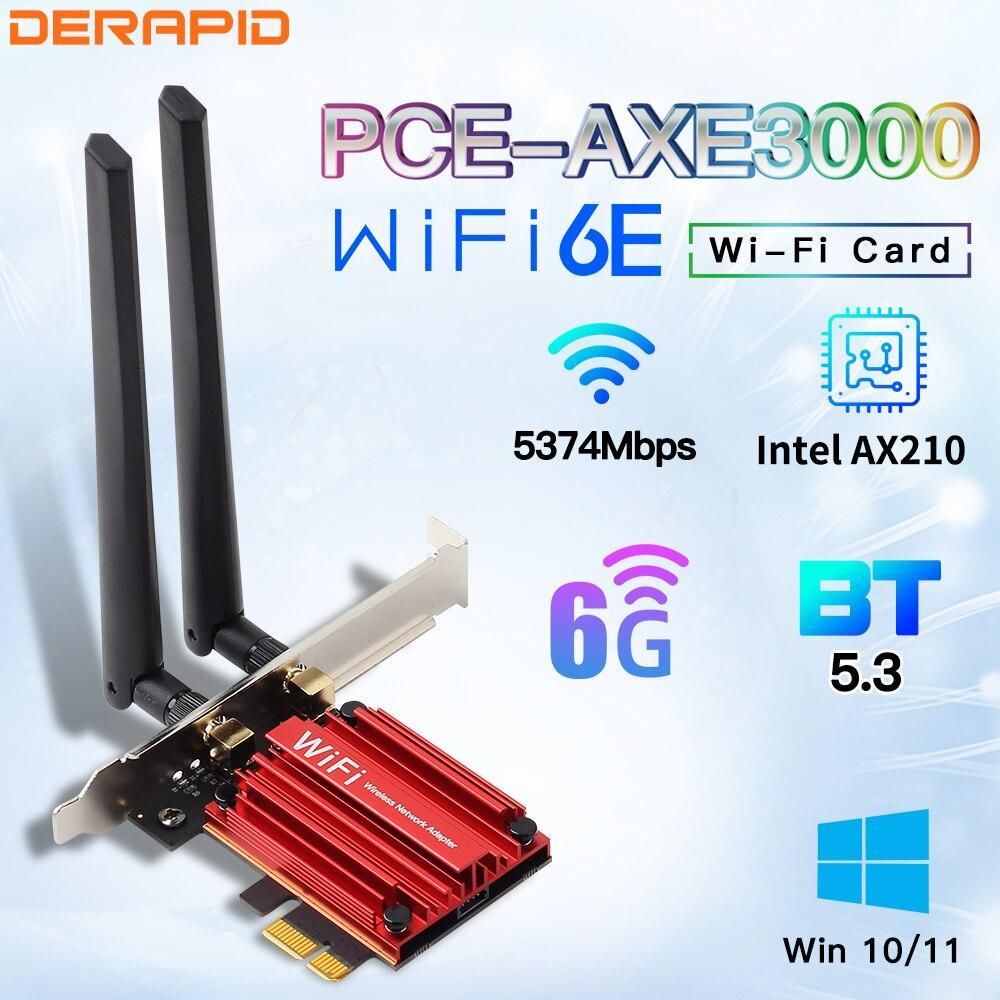 WiFi6E Intel AX210 บลูทูธ 5.3 Triple Band 2.4G/5GHz/6GHz WiFi การ์ด 802.11AX AX200 PCI Express เครือ