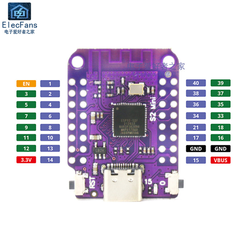 S2 Mini V1.0.0 โมดูล WIFI IoT Development Board พกพา ESP32-S2FN4R2 ชิป