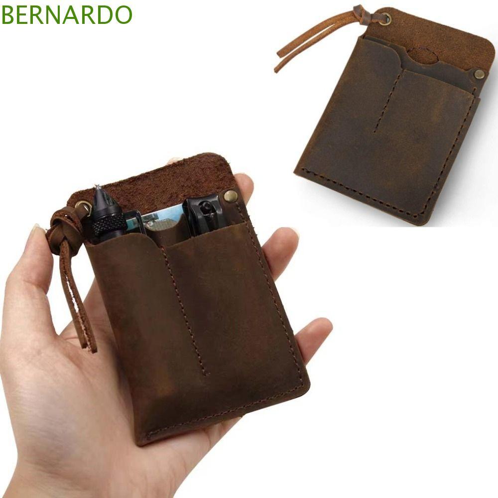 BERNARDO1 หนัง EDC Organizer,เข็มขัดหนังคลิปกลางแจ้งเครื่องมือกระเป๋า,แบบพกพา 3 กระเป๋ามัลติฟังก์ชั่