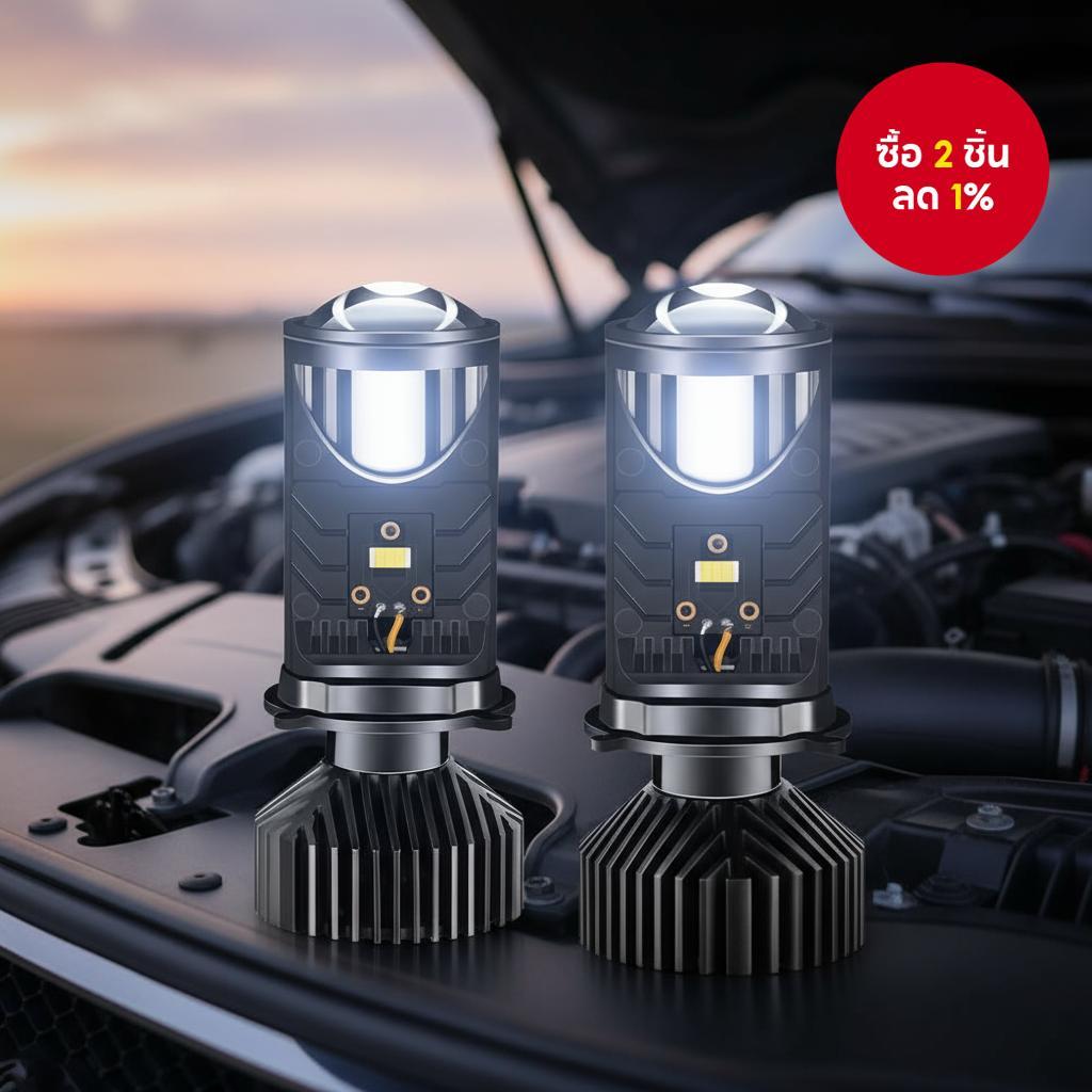 ไฟหน้า LED H4 Y6 Turbo Fan เลนส์โปรเจคเตอร์ขนาดเล็ก หลอดไฟหน้ารถยนต์สว่างมากสูงต่ํา