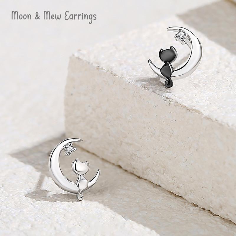 Moon & Mew Earrings ต่างหูเงินแท้ S925 [MERCELO]