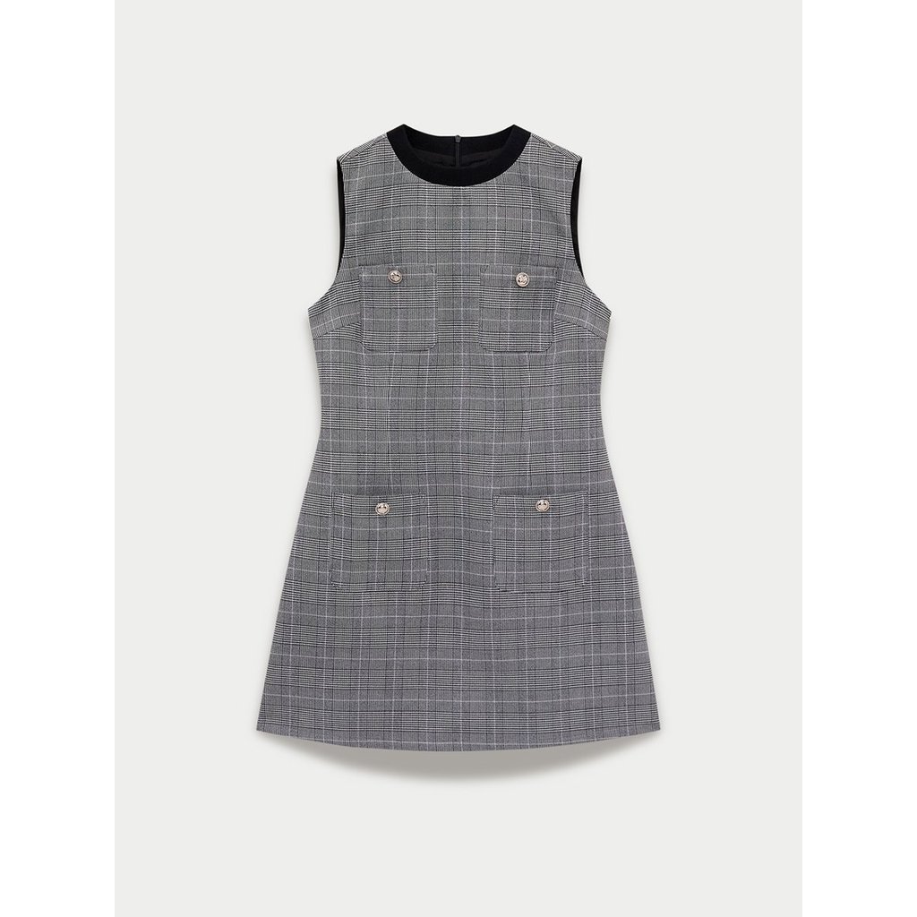 [Pomelo] เดรสลายตารางแต่งกระเป๋า / Checkered Pocket Mini Dress