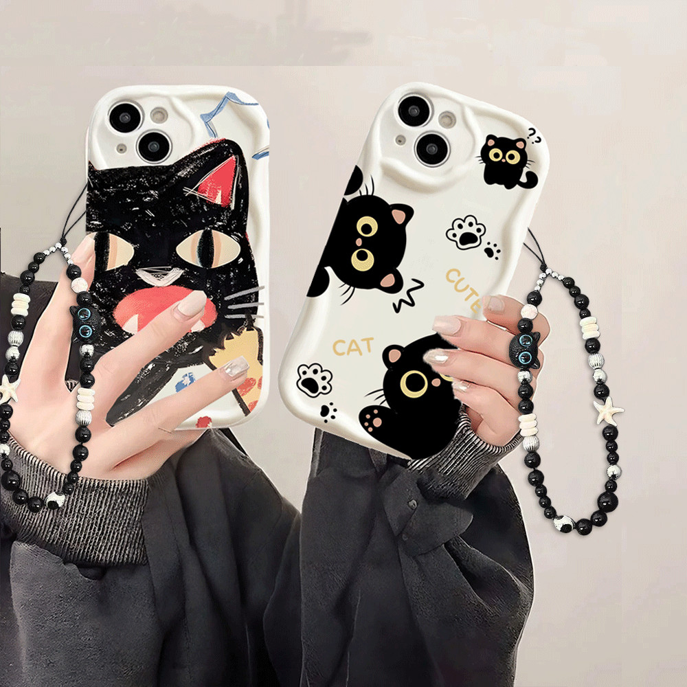 Doodle Angry Cat พร้อมโซ่เคสโทรศัพท์สําหรับ VOVO V60 V50 V40 Lite V30 V3E V29 V29E V27 V27E V25 V23 