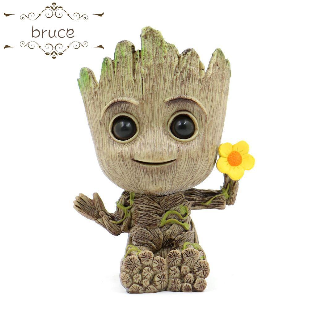 BRUCE Groot Action Figure ตกแต่งรถรูปของเล่นสําหรับของขวัญรูปของเล่นนั่ง Mini Groot อะนิเมะ Action F