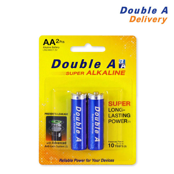 Double A ถ่านอัลคาไลน์ AA แพ็ก 2 ก้อน (Double A Super Alkaline AA : 2pcs pack)