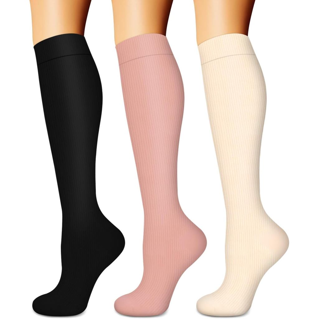 Compression Socks for Women & Men (3 pairs) - Best Support for Nurses, Running, Hiking, Recovery & F