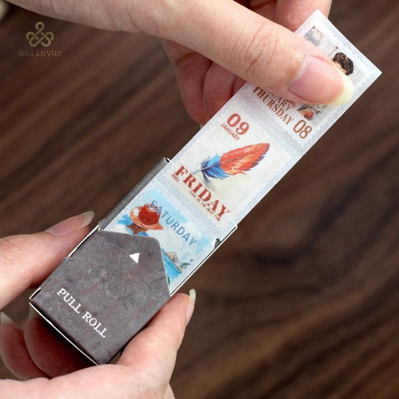 HELINYUE Journal GO 365pcs Vintage 365 วันชีวิตประจําวัน Washi สติกเกอร์เทปสําหรับ Collage Junk Jour