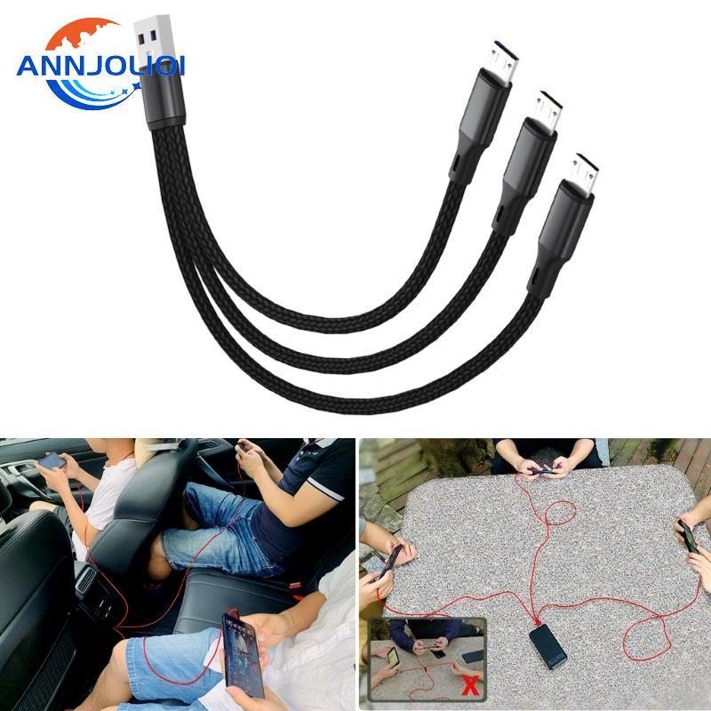ANN 3 in 1 USB 2 0 USB-A Male to 3 Micro USB Charger Cable 20 ซม. 120 ซม. สําหรับสามอุปกรณ์ชาร์จพร้อมกัน