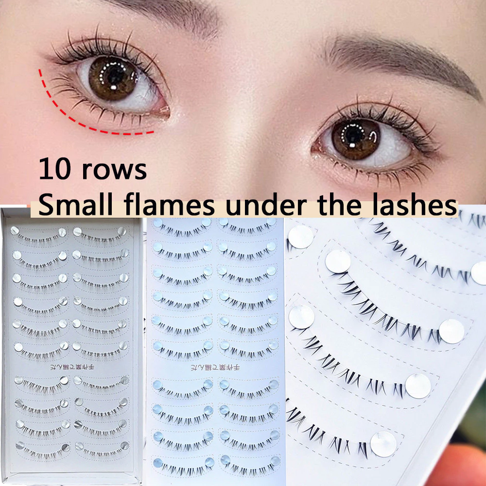 Under Eyelash Daily Makeup Manga Natural Wispy Cross Black Brown 10 คู่