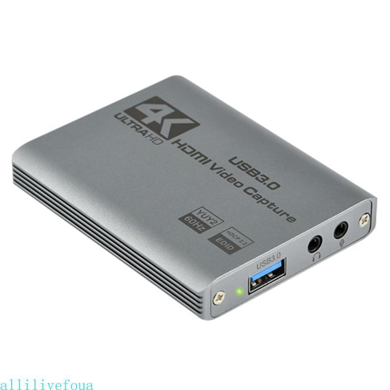 Allilivefoua 4K Video Capture Card USB 3 0 ถึง HDTV Video Grabbers Recorder สําหรับเกมกล้องวิดีโอกล้