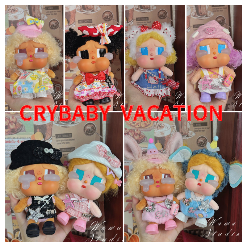 หลายรูปแบบ CRYBABY ชุดตุ๊กตาไวนิลอุปกรณ์เปลี่ยนเสื้อผ้า จี้เด็กการ์ตูน ของขวัญ