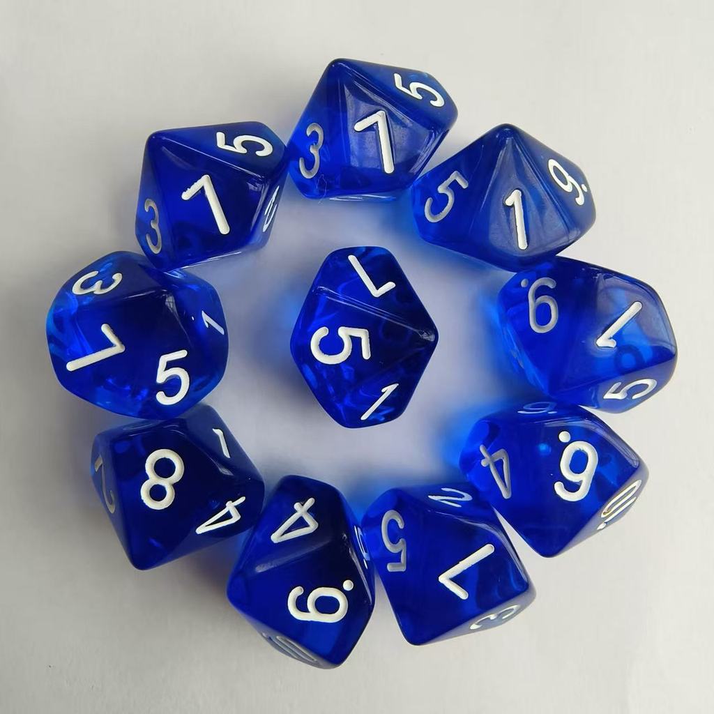 10 ชิ้น/เซ็ต 10 ด้าน(1-10) D10 Polyhedral ลูกเต๋าตัวเลข Dials COC เดสก์ท็อปตารางเกมกระดาน