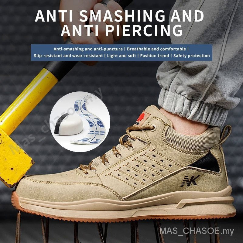4KXA Steel Toe Work Safety Shoes สําหรับผู้ชายและผู้หญิง, Breathable น้ําหนักเบาทําลายรองเท้าทํางาน,