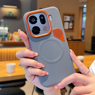 สําหรับ OPPO Find X9 Pro, X9 กรณี ELVEV Hard PC หนัง PU กันลื่นกระจายความร้อนเลนส์โลหะฝาครอบโทรศัพท์