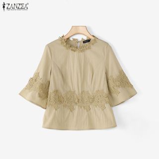 ZANZEA ซานเซีย ผู้หญิงแฟชั่นเกาหลีลําลองรอบคอสามไตรมาสแขนกับ…