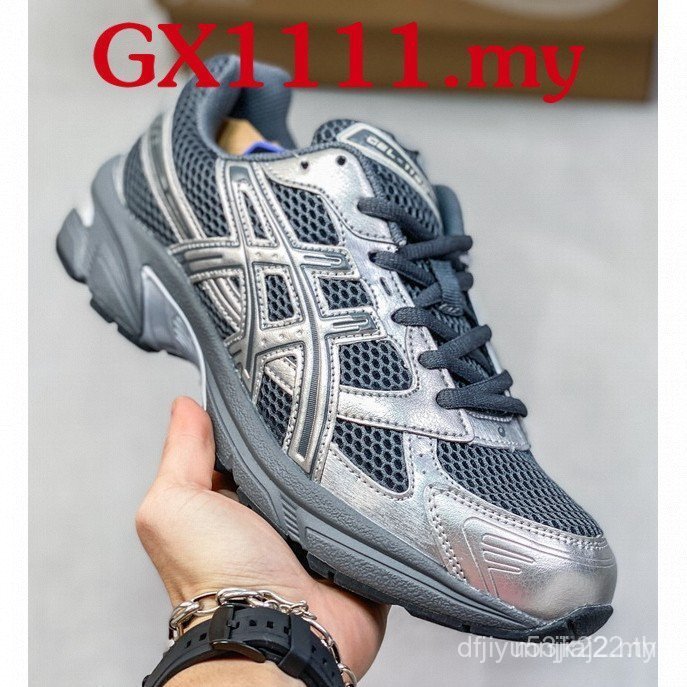 R1UB Gel-1130 รองเท้าวิ่งสีดำสำหรับผู้ชาย แบบ Low-top ป้องกันลื่น มีระบบระบายอากาศ และทำจากผ้าใบweig