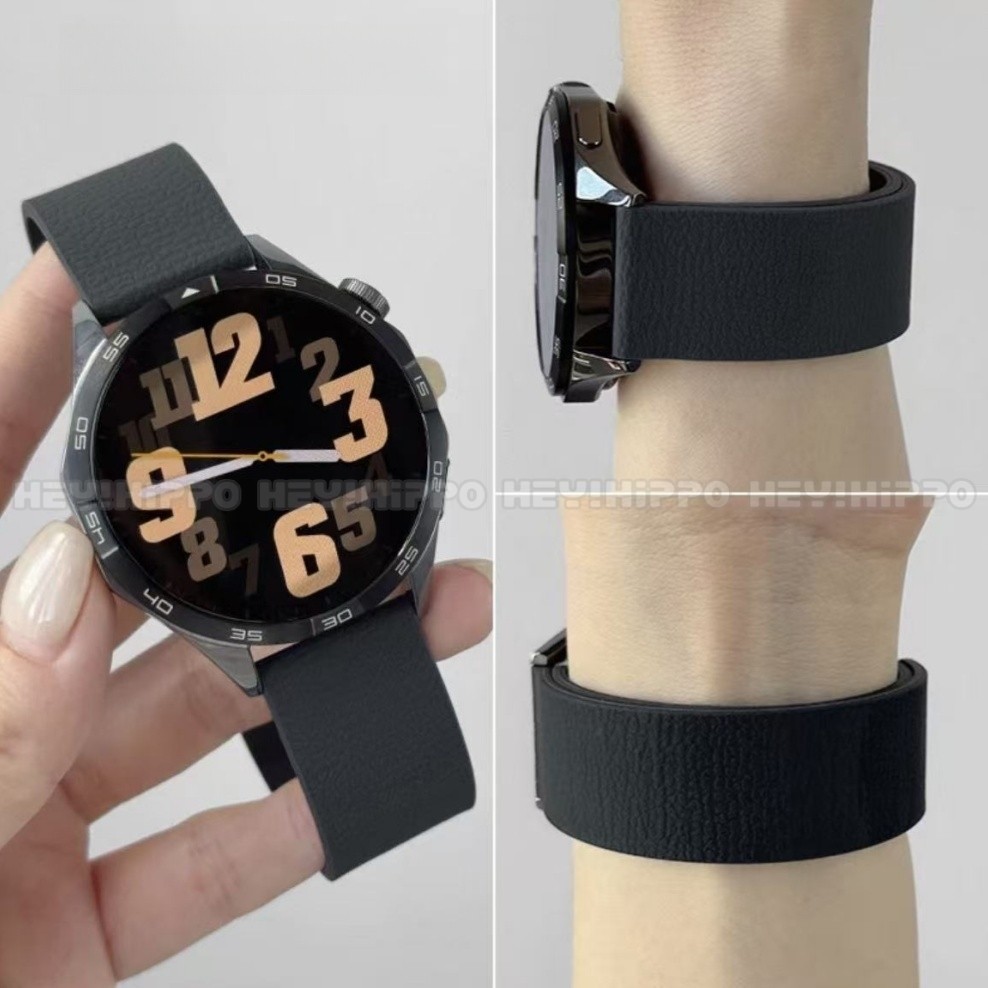 สายซิลิโคนสีเขียวเรืองแสงเหมาะสําหรับ Huawei GT6 41 มม.46 มม.GT6pro ลายลิ้นจี่สายแม่เหล็ก Huawei Watch 5 GT5 GT4 GT2 GT3 GT2e GT3pro Honor Watch Magicwatch2 - รูปที่ 3