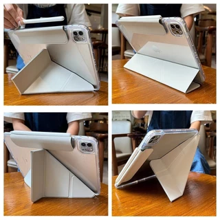 Tablet Case for iPadMini 6/7 Air11M3 Air4/5 Pro11 Gen7/8/9/10/11 Air13 Pro12.9อะคริลิคแข็งโปร่งใสพับการพับหลายแบบ