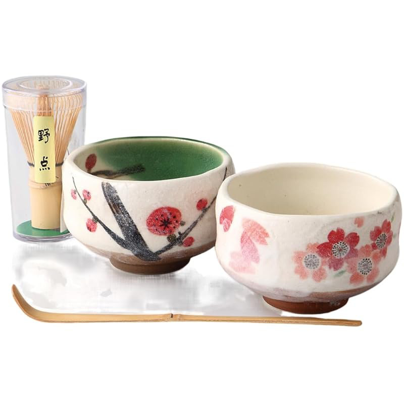 Ale-net Matcha Bowl Mini Set - W9.8×D9.8×H6.4cm, Porcelain, Mino Ware, Made in Japan