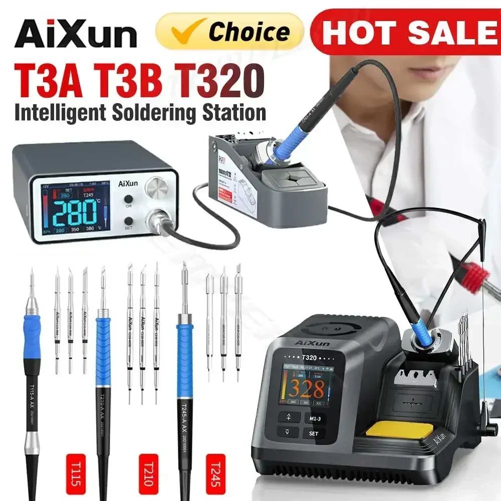 AIXUN T3B T3A T320 สมาร์ทสถานีบัดกรีเชื่อม T115/T210/T245 Rework Station T3AS T3BS สําหรับ PCB SMD B