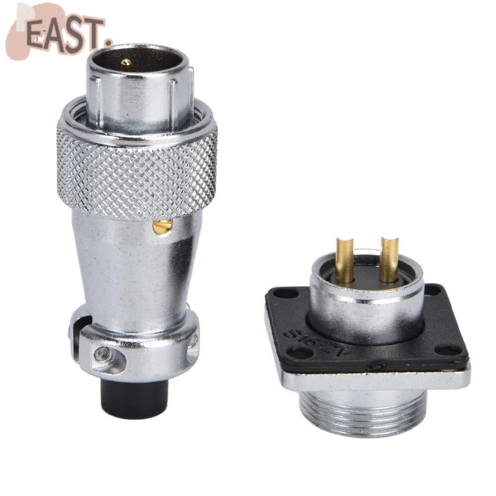 EASTS Aviation Plug Socket, WS16 2 Pin AC 500V 10A Aviation Connector Adapter, Panel Connector Squar