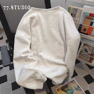 COD（พร้อมส่งจากกรุงเทพ） เสื้อกันหนาวแขนยาว เสื้อยืดคอกลมพิมพ์ลาย เสื้อเชิ้ตลำลองทรงหลวมใส่สบาย เทรนด์เกาหลี M-XXXL