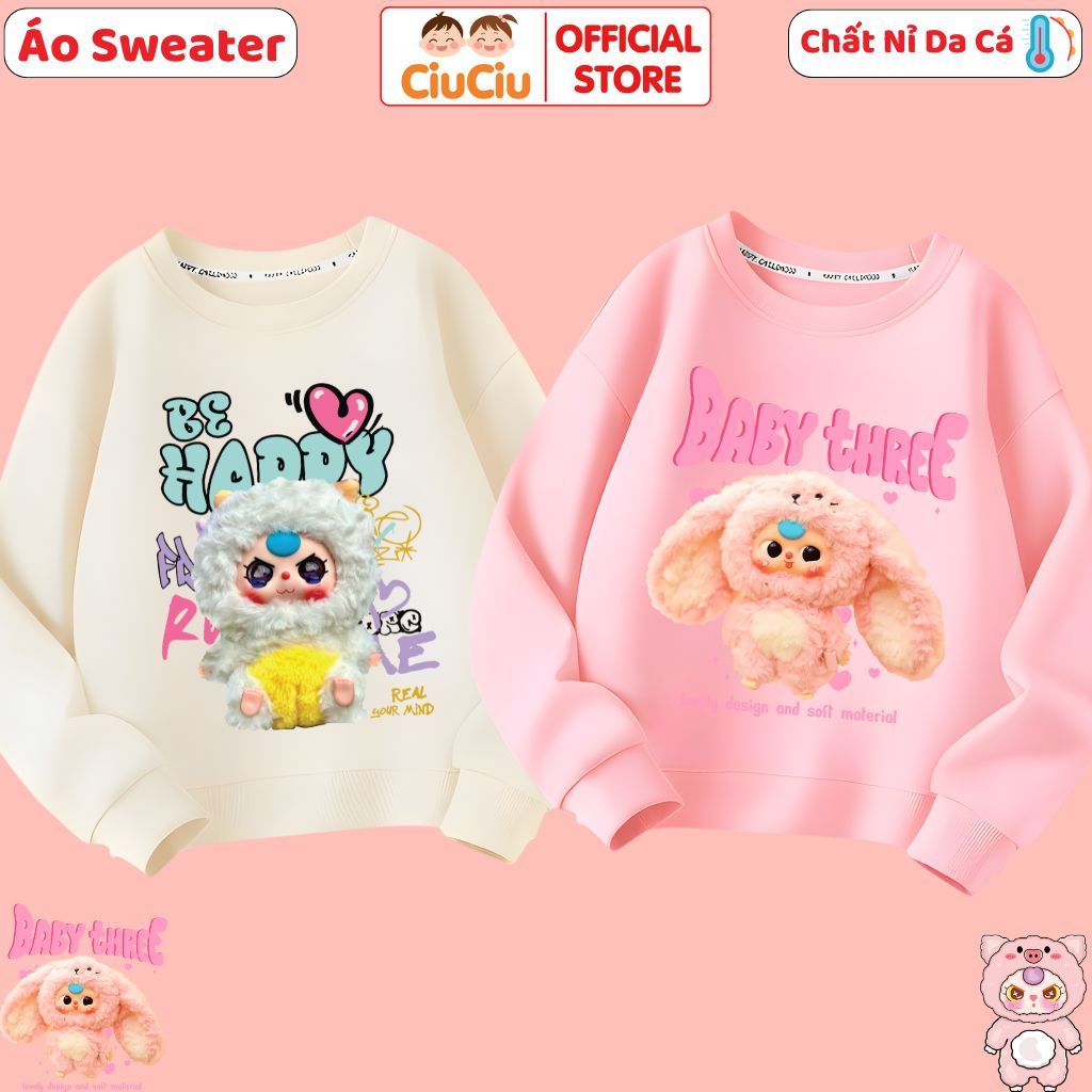 Baby Three CIUCIU Sweatshirts for Girls Fishskin Fleece Fabric จาก 9กก. ถึง 35กก.