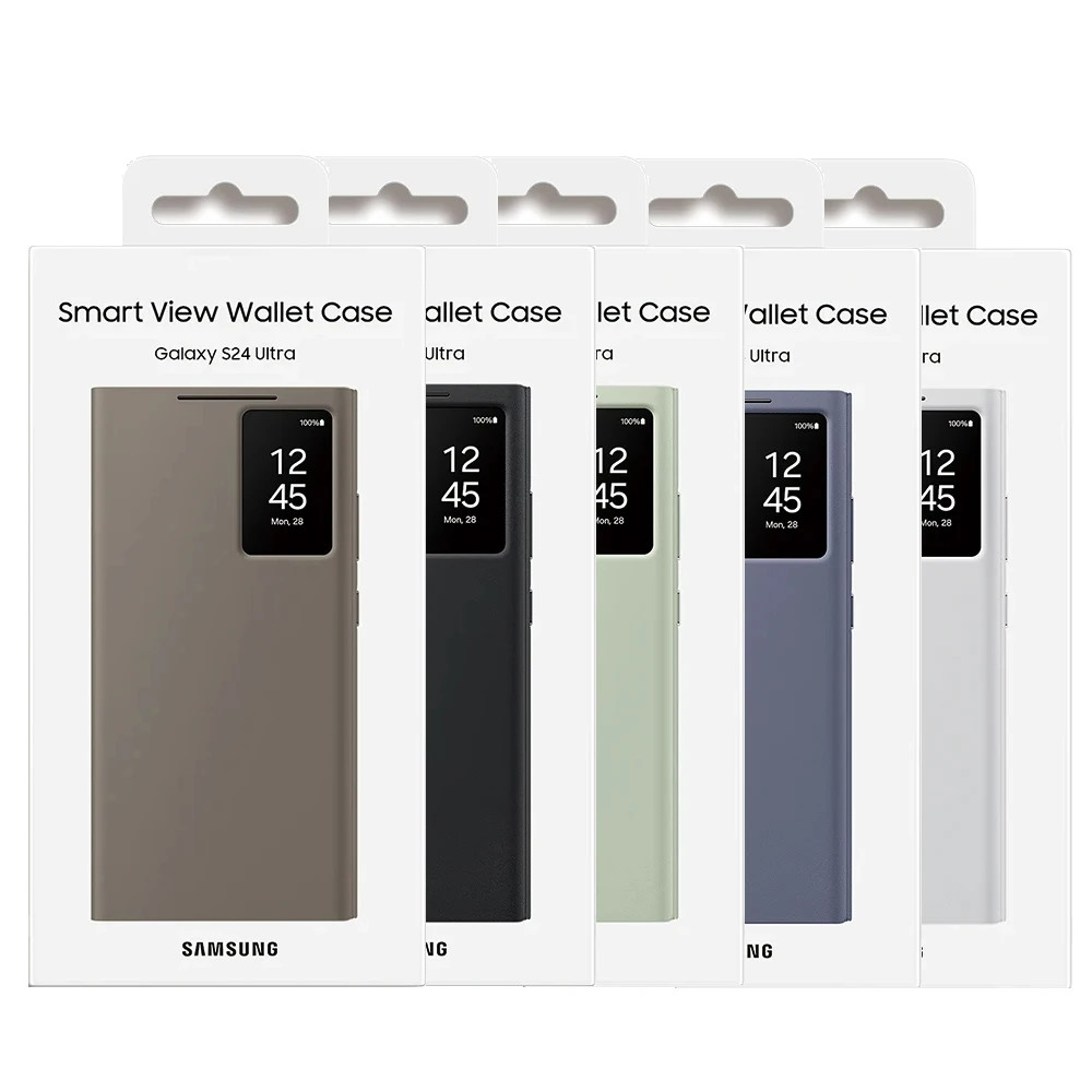 Original Smart View กระเป๋าสตางค์สําหรับ Samsung Galaxy S24 Ultra S24Ultra SM-S928B สมาร์ทดูเคสโทรศัพท์ฝาครอบ