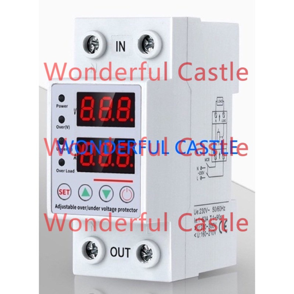 ป้องกันไฟตก /ไฟเกิน/กระแสเกินAC 220v ปรับตั้งค่าแรงดันสูงตำ่ ค่ากระแส หน่วงเวลา เองได้ LWGQ-63N 1- 6