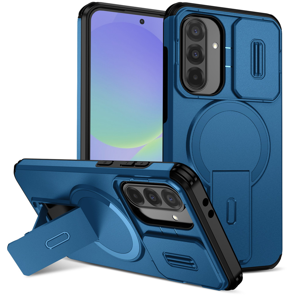 สําหรับ Samsung Galaxy A36 / A56 กรณีเลื่อนฝาครอบกล้องซ่อนยืนแม่เหล็ก-พร้อมฮาร์ดกลับกรอบซิลิโคนอ่อนนุ่มป้องกันการหล่นบางปก – โปรปัง