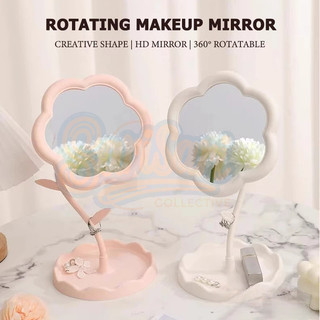 2pcs 360°Face Big Flower Mirror Adjustable Desk Mirror Folding Portable Flower Mirror Stand Girl