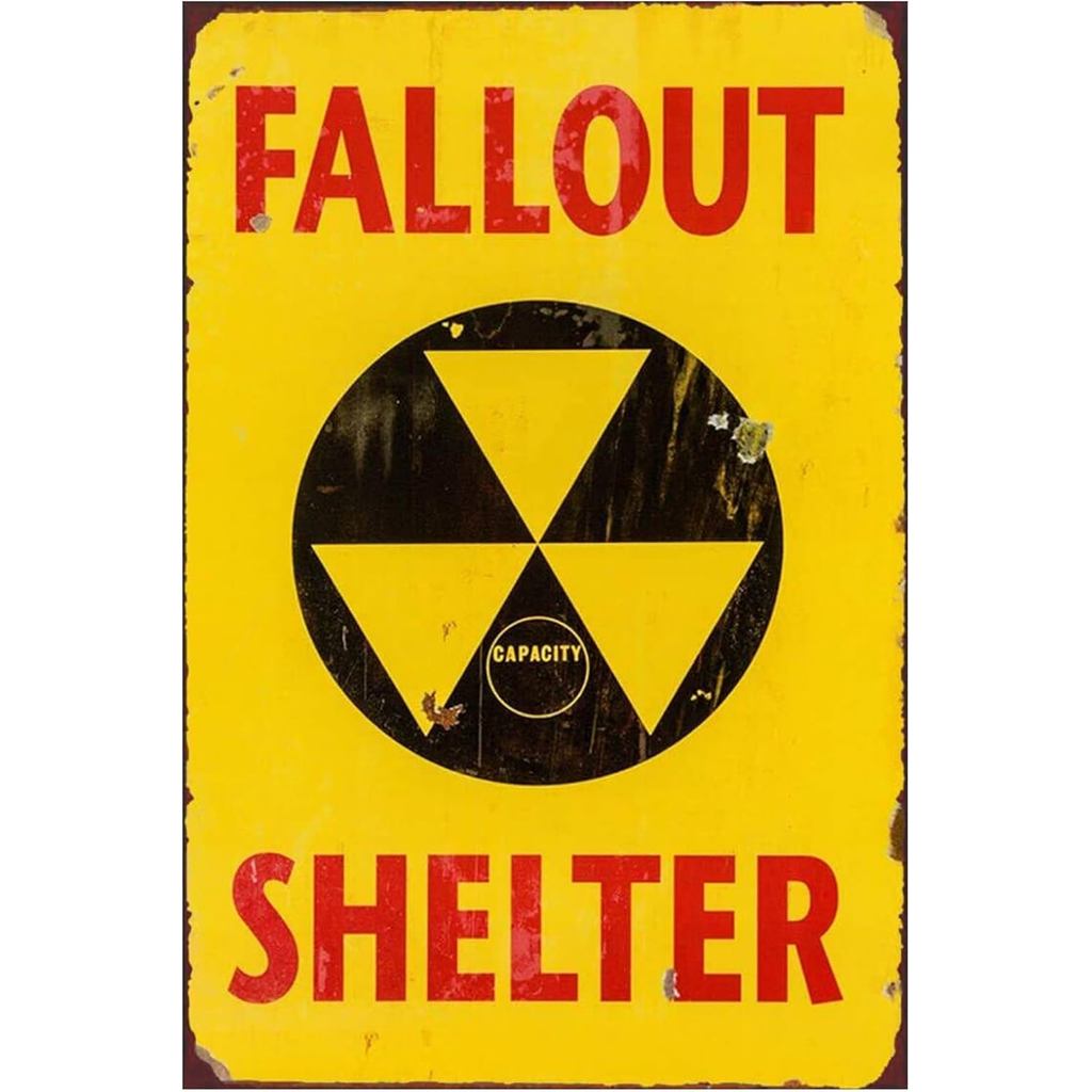 Fallout Shelter Vintage Look Reproduction ป้ายดีบุกโลหะ, ป้ายถ้ํา Man Decorโรงรถ 8x12 นิ้ว