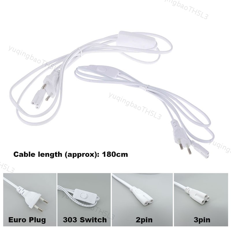 1.8m อุปกรณ์เสริม 250V EU ปลั๊กสายไฟเปิด/ปิดสายสวิทช์สําหรับ T5 LED หลอด T8 ชาร์จ 2p 3p ลวด TH5L3