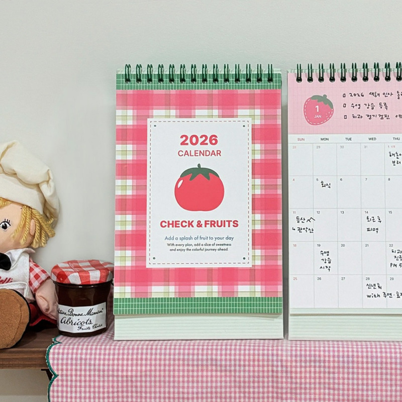 2026 KOREA CALENDAR — 7321 Design / Check & Fruits